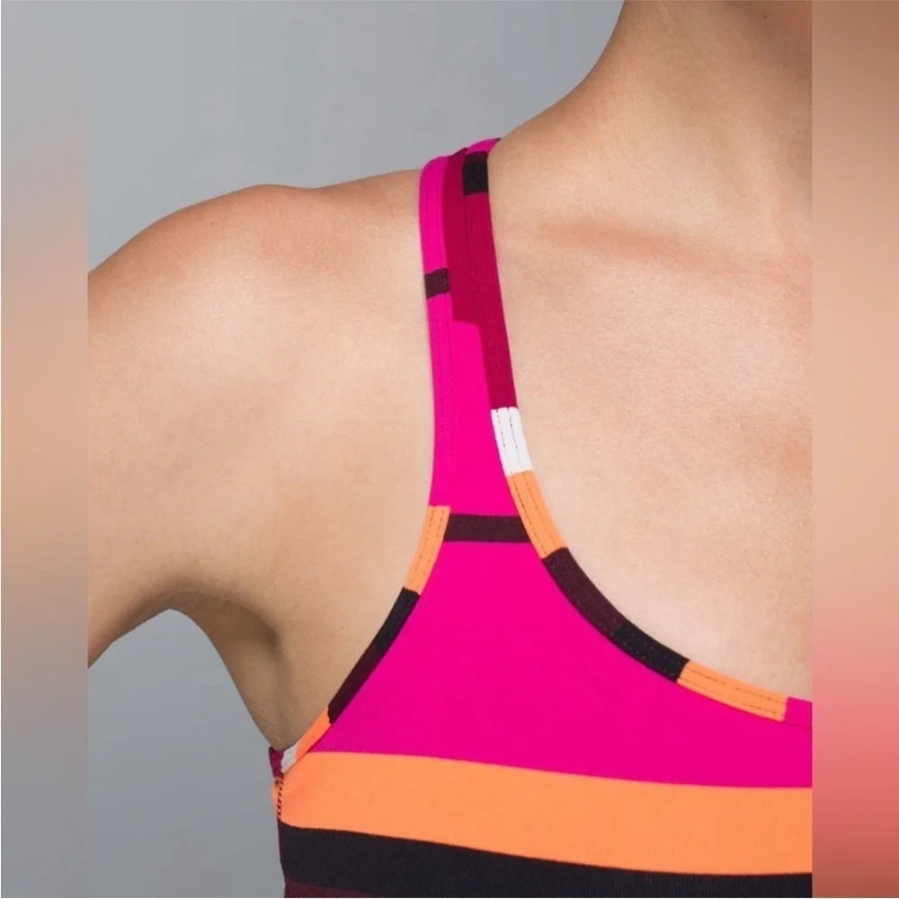 Lululemon Refresh Racer Tank Top Luon Light Blossom Stripe Bumble Berry Ghost